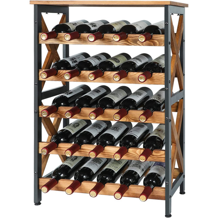 Prep & Savour Corlis 25 Bottle Floor Wine Bottle Rack in Natural/Black
